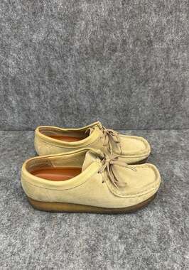 Clarks Originals Wallabee Beige Suede Leather Crepe Sole Women's Shoes Size 7.5M